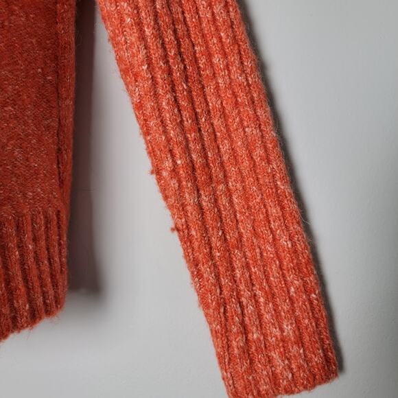 Wool Mohair Blend Zip Sweater Fits M/L Orange Pumpkin Fall Cozy Autumn Lin Woman - Picture 4 of 10
